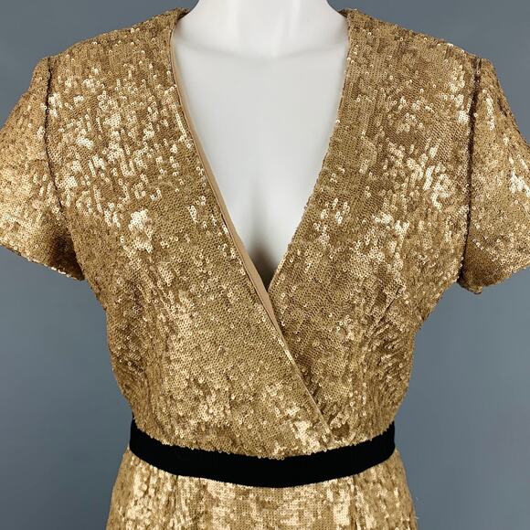 BURBERRY LONDON Size 8 Gold Viscose Blend Sequined Cocktail Dress - Picture 2 of 7
